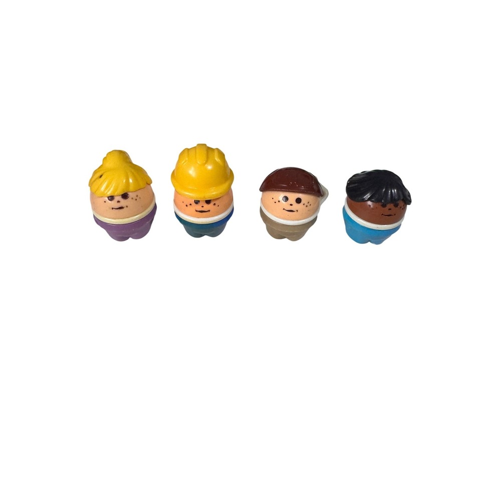 Vintage Hasbro Weebles People Set of 4 Construction Girl Boy 2004 Playskool